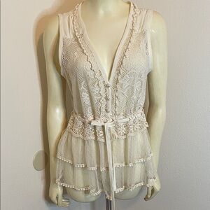 Sexy boho a'gaci Cream Lace Camisole Top nwot